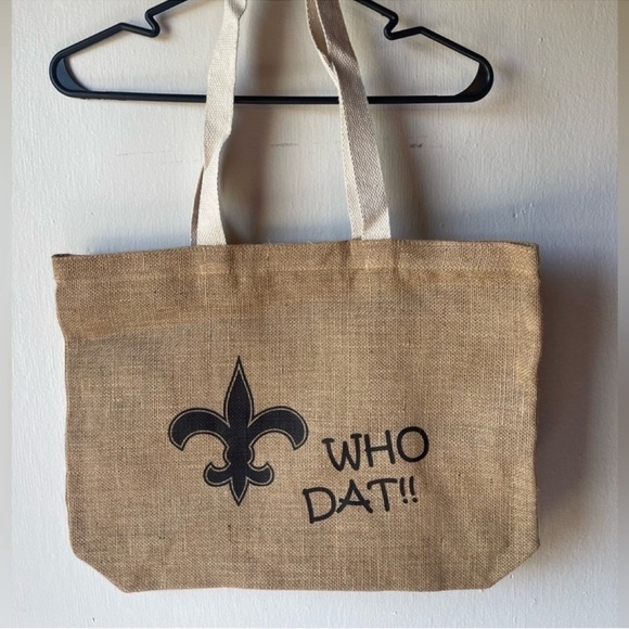 Handbags - New Orleans Saints Who Dat Burlap Tote NWOT